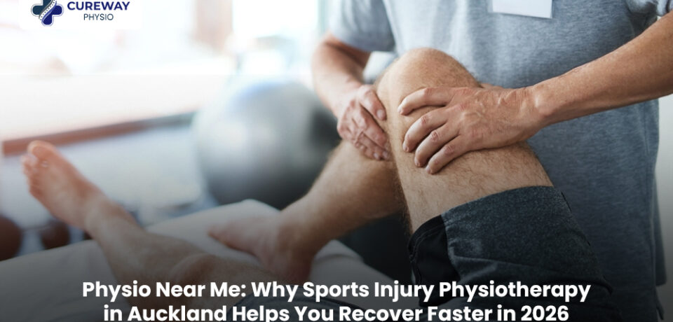Physiotherapist treating a patient with a sports injury at a physiotherapy clinic in Auckland.