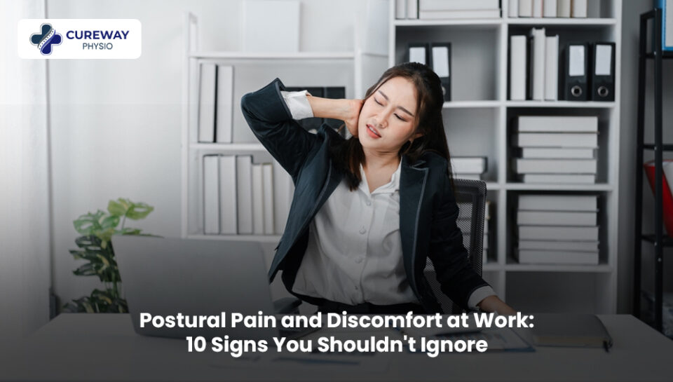 Person experiencing postural pain and discomfort while working at a desk