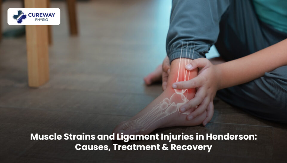 Physiotherapist treating a patient for muscle strain and ligament injury in Henderson